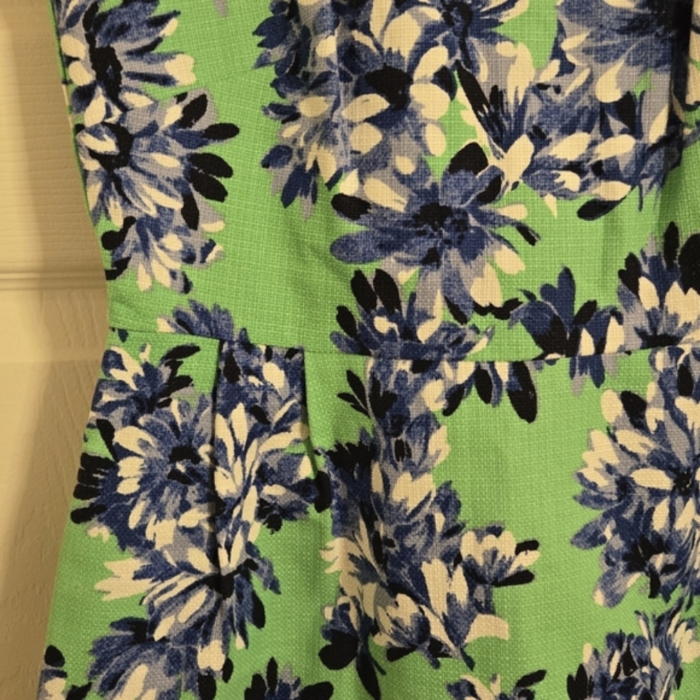 J. Crew bright green and blue floral sleeveless dress size 0 - Picture 5 of 8